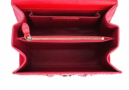 Ladies Fashion Crocodile Top-Handle Handbag Purse Crossbody Bag-Inside