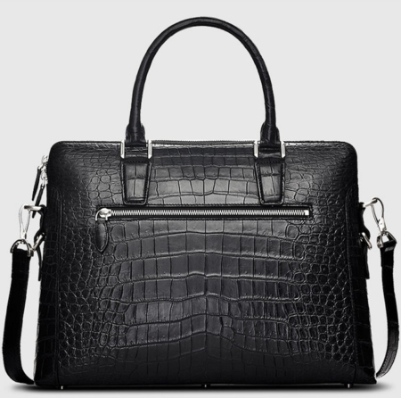 Luxury Alligator Briefcase, Luxury Alligator Laptop Bag for Men-Black-Back