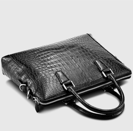 Luxury Alligator Briefcase, Luxury Alligator Laptop Bag for Men-Black-Top