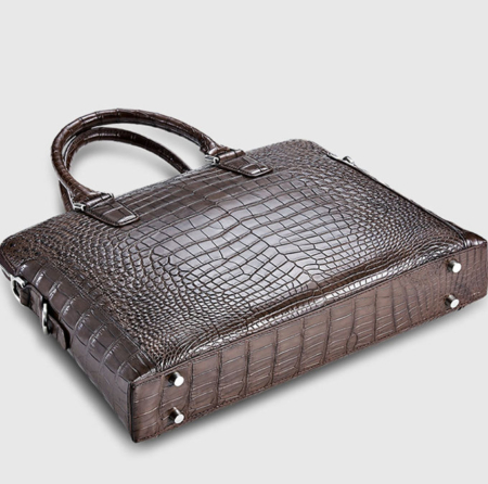 Luxury Alligator Briefcase, Luxury Alligator Laptop Bag for Men-Brown-Bottom