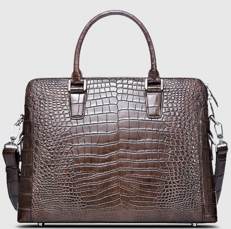 Luxury Alligator Briefcase, Luxury Alligator Laptop Bag for Men-Brown-Front