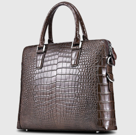 Luxury Alligator Briefcase, Luxury Alligator Laptop Bag for Men-Brown-Right