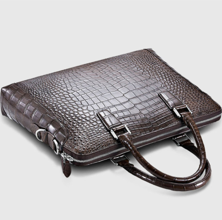 Luxury Alligator Briefcase, Luxury Alligator Laptop Bag for Men-Brown-Top