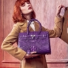 Luxury Genuine Crocodile Handbag for Women-Purple-Display