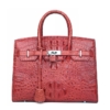 Luxury Genuine Crocodile Handbag for Women-Red