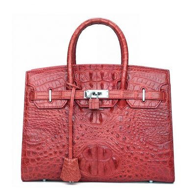 Genuine Leather Mustard Bag With Alligator Pattern Handbag 