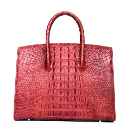 Luxury Genuine Crocodile Handbag for Women-Red-Back