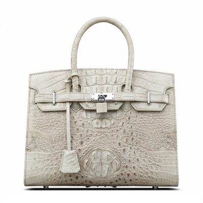 Luxury Genuine Crocodile Handbag for Women-White