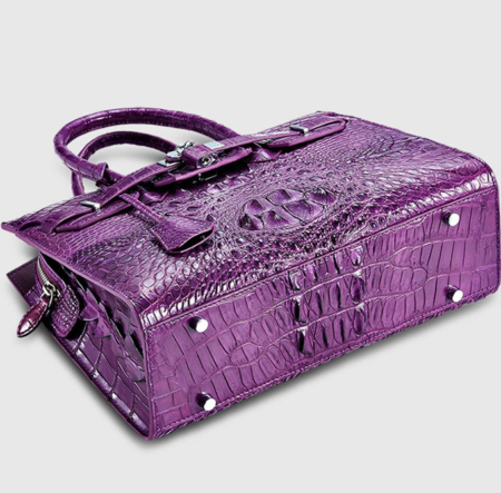 Luxury Purple Genuine Crocodile Handbag for Women-Bottom