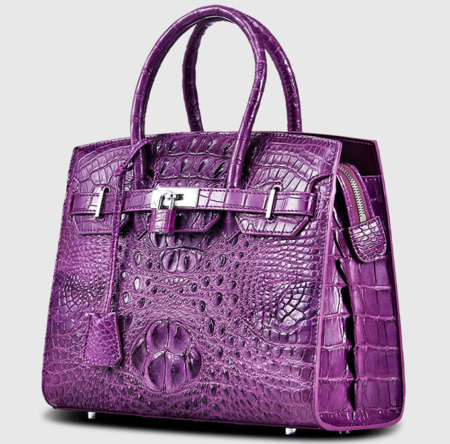 Luxury Purple Genuine Crocodile Handbag for Women-Left