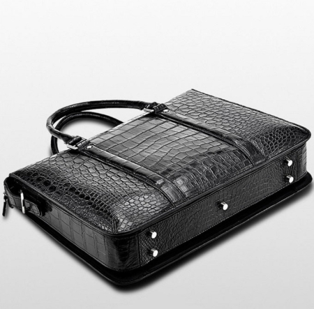 Mens Fashion Alligator Bag Alligator Business Briefcase-Black-Bottom