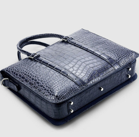 Mens Fashion Alligator Bag Alligator Business Briefcase-Blue-Bottom