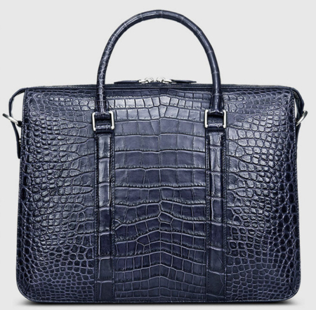 Mens Fashion Alligator Bag Alligator Business Briefcase-Blue-Front