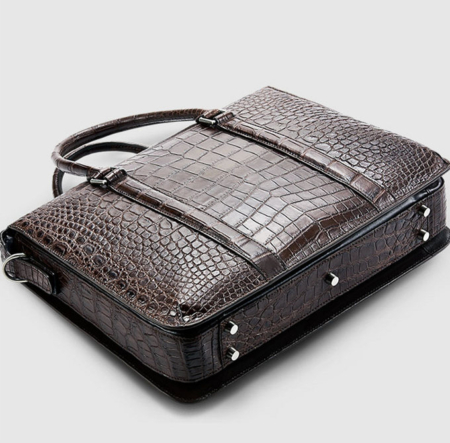 Mens Fashion Alligator Bag Alligator Business Briefcase-Brown-Bottom