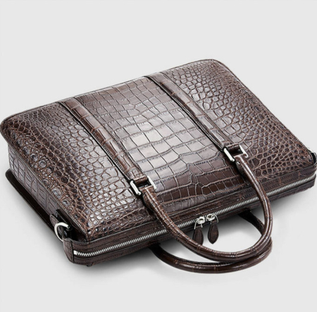 Mens Fashion Alligator Bag Alligator Business Briefcase-Brown-Top