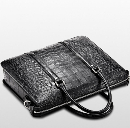 Mens Fashion Alligator Business Briefcase Alligator Bag-Black-Top