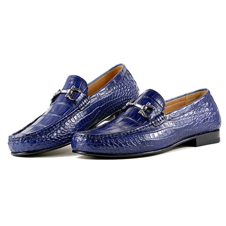 Men’s Alligator Slip-On Loafer-Blue-1