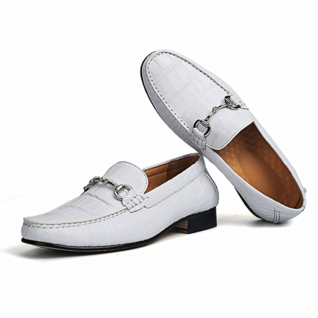 Men’s Alligator Slip-On Loafer-White-1