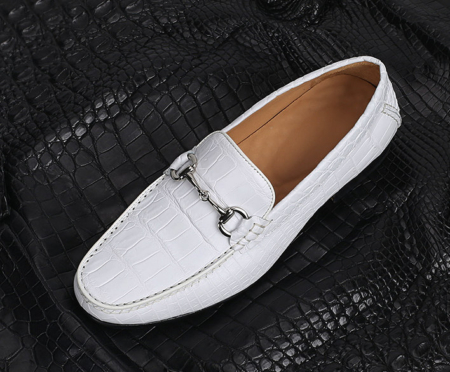 Men’s Alligator Slip-On Loafer-White-2