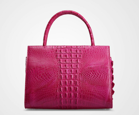 Rose Red Professional Genuine Crocodile Handbag-Back