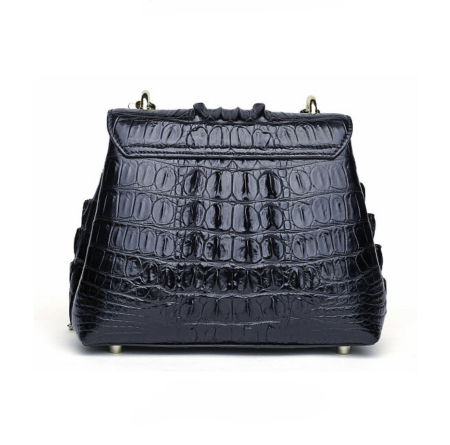 Stylish Alligator Evening Purse-Black-Back