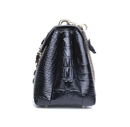 Stylish Alligator Evening Purse-Black-Side