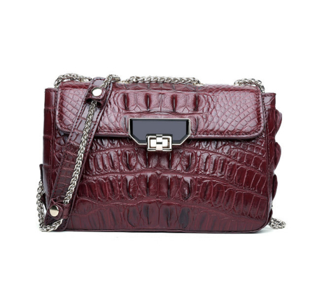 Stylish Alligator Purse, Small Alligator Crossbody Bag-Wine Red