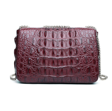 Stylish Alligator Purse, Small Alligator Crossbody Bag-Wine Red-Back