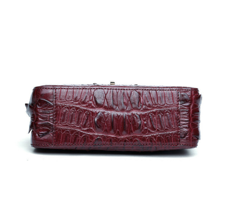 Stylish Alligator Purse, Small Alligator Crossbody Bag-Wine Red-Bottom