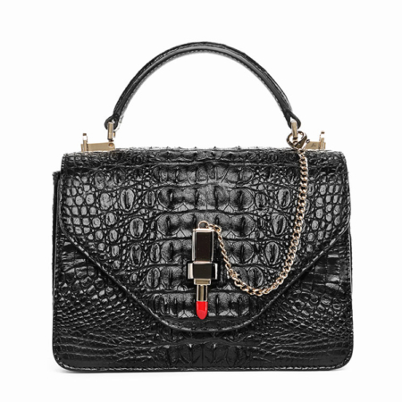 Stylish Crocodile Crossbody Handbag-Black