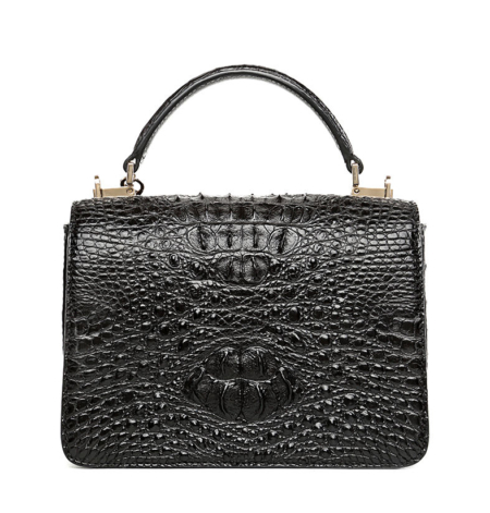 Stylish Crocodile Crossbody Handbag-Black-Back