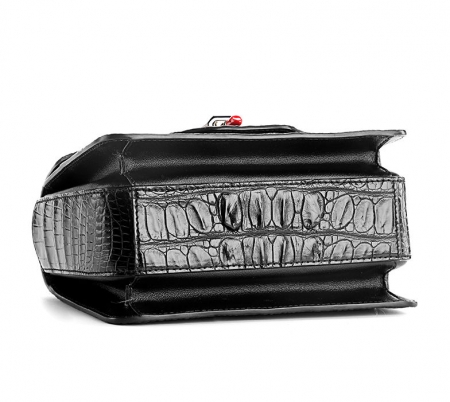 Stylish Crocodile Crossbody Handbag-Black-Bottom