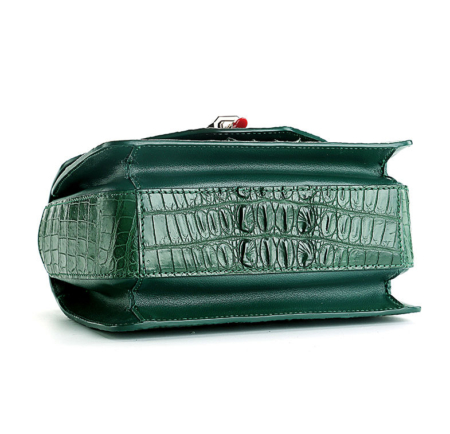 Stylish Crocodile Crossbody Handbag-Green-Bottom