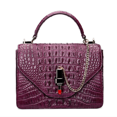 Stylish Crocodile Crossbody Handbag-Purple