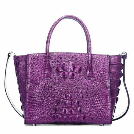 Stylish Crocodile Handbag, Crocodile Tote-Purple