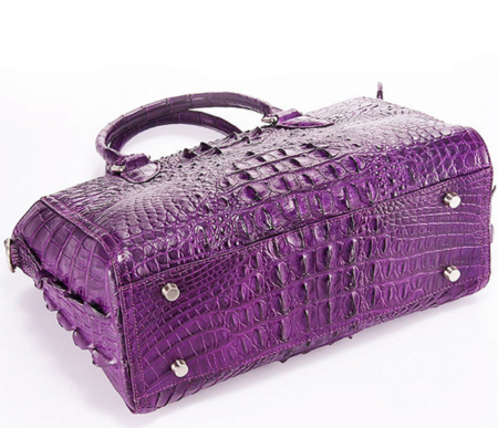 Stylish Crocodile Handbag, Crocodile Tote-Purple-Bottom