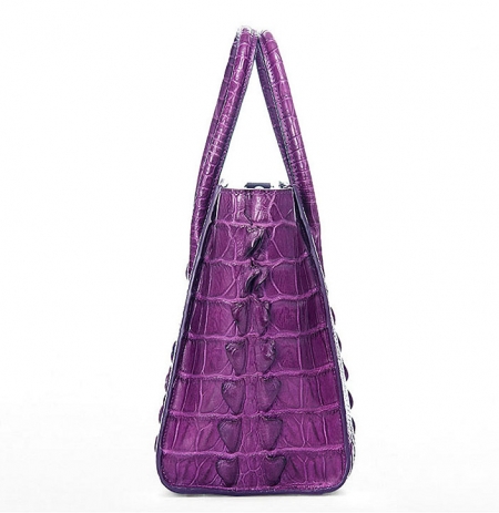 Stylish Crocodile Handbag, Crocodile Tote-Purple-Side