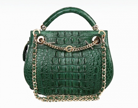 Stylish Crocodile Leather Evening Handbag-Blue-Back