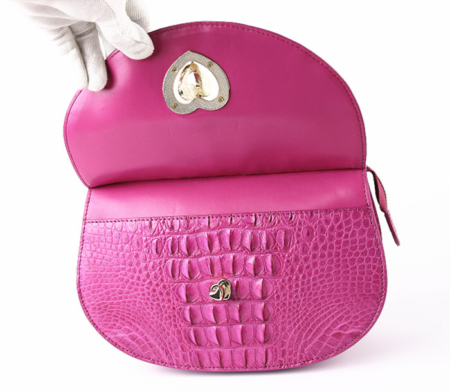 Stylish Crocodile Leather Evening Handbag-Button