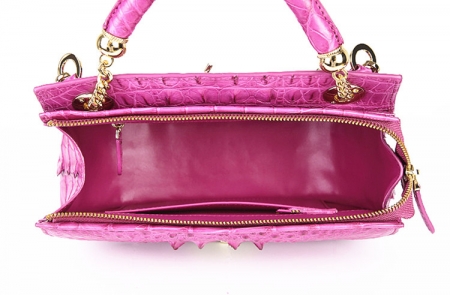 Stylish Crocodile Leather Evening Handbag-Inside