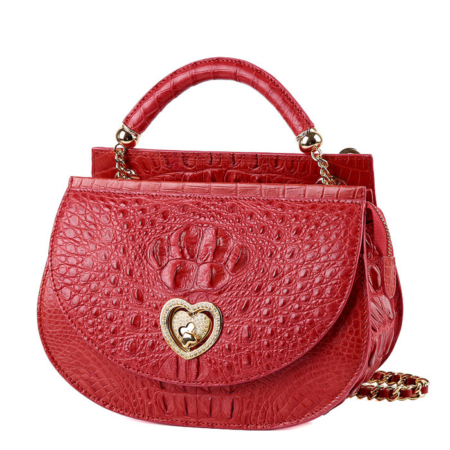 Stylish Crocodile Leather Evening Handbag-Red