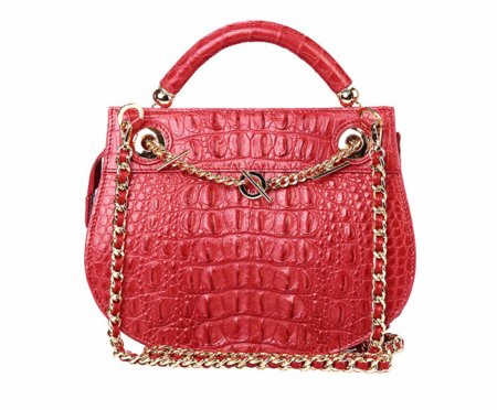 Stylish Crocodile Leather Evening Handbag-Red-Back