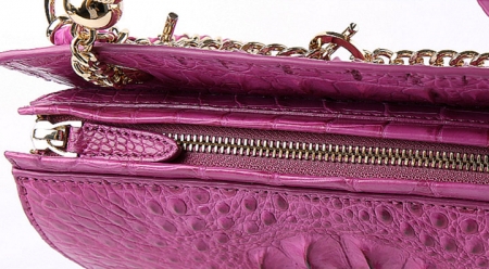 Stylish Crocodile Leather Evening Handbag-Zipper