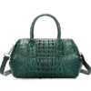 Stylish Crocodile Skin Barrel Bag Green-Back