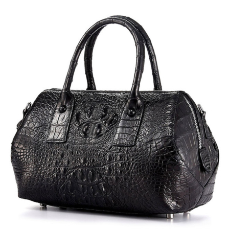 Stylish Crocodile Skin Barrel Bag-Left