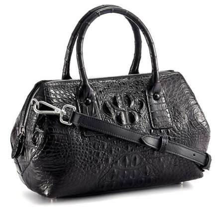 Stylish Crocodile Skin Barrel Bag-Right