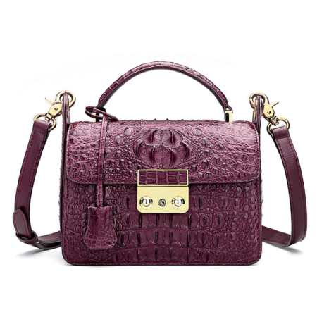 Timeless Crocodile Leather Handbag-Purple