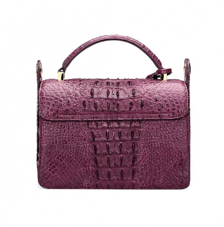 Timeless Crocodile Leather Handbag-Purple-Back