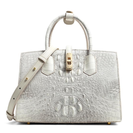 Women Fashion Crocodile Leather Handbags-White