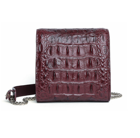 Womens Alligator Purse, Handmade Alligator Purse-Wine Red-Back